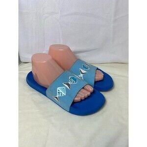 Vera Bradley Womens L 9-10 Fish Beach Slides Blue Sandals Rubber